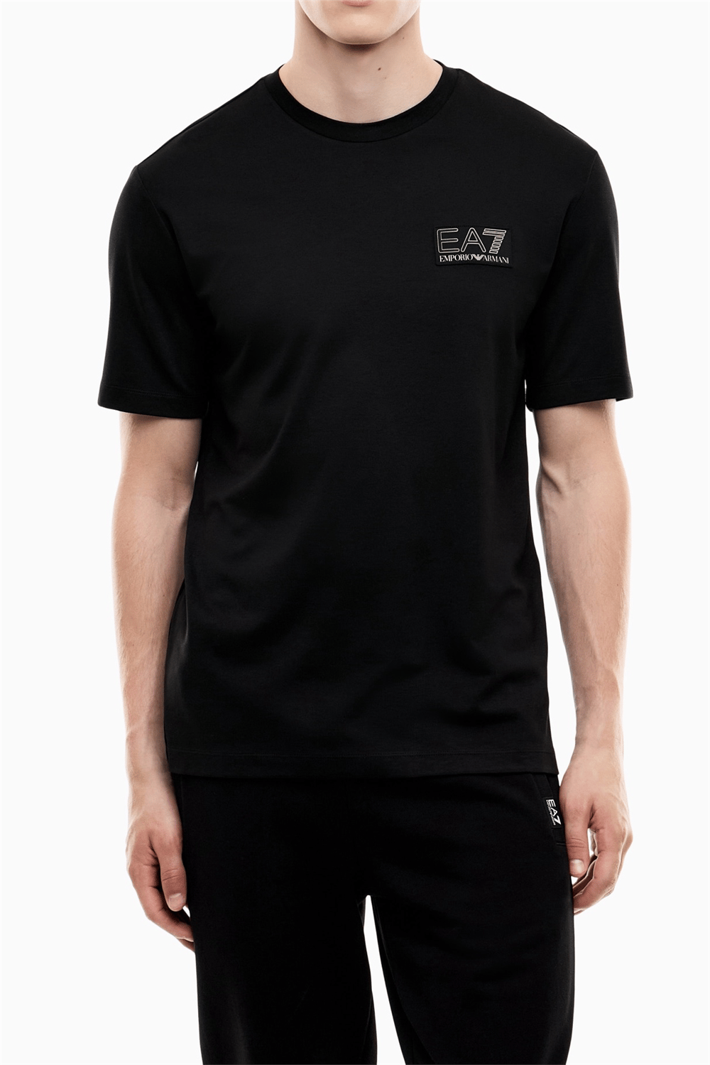 EA7 Erkek Bisiklet Yaka T-Shirt Siyah