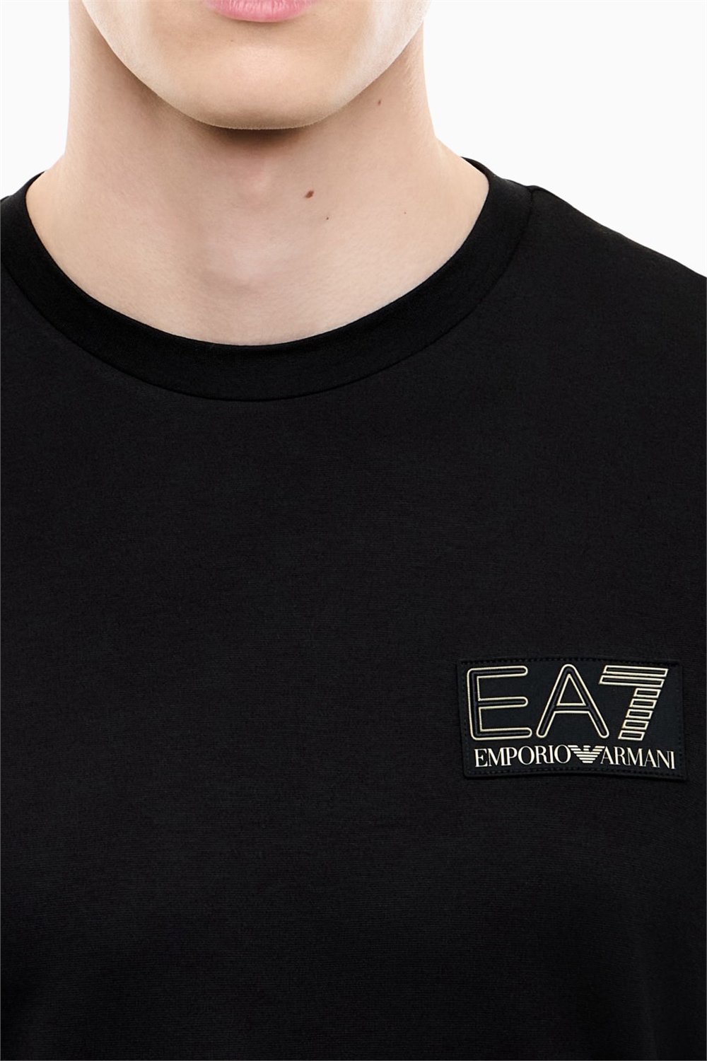 EA7 Erkek Bisiklet Yaka T-Shirt Siyah