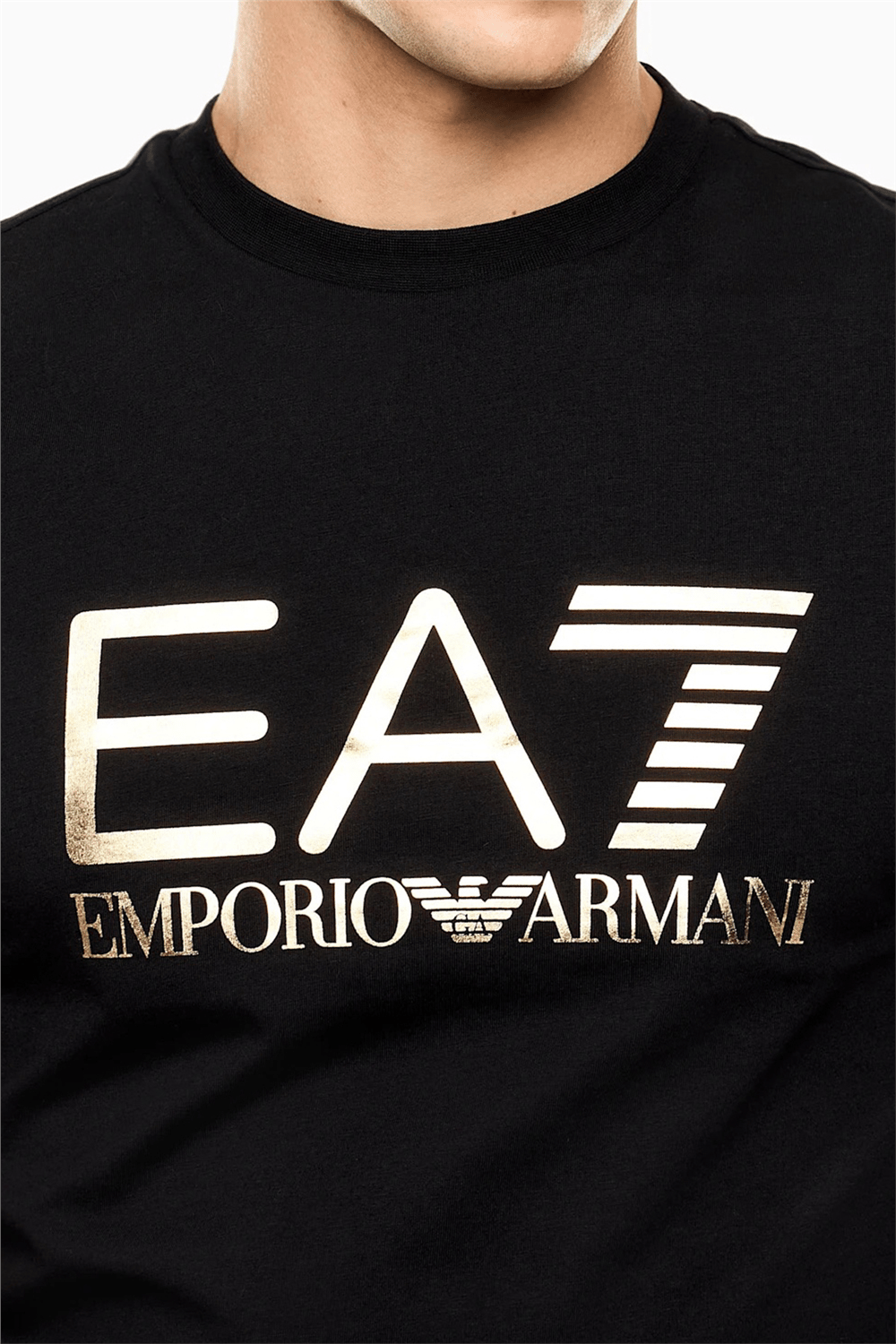 EA7 Erkek Bisiklet Yaka T-Shirt Siyah