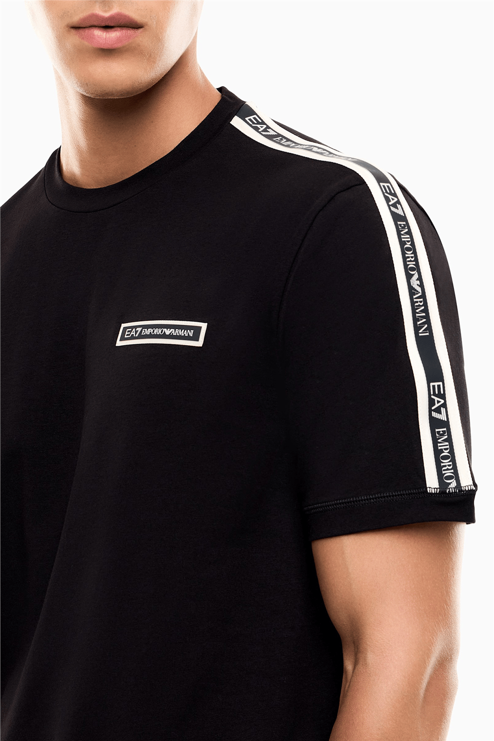 EA7 Erkek Bisiklet Yaka T-Shirt Siyah
