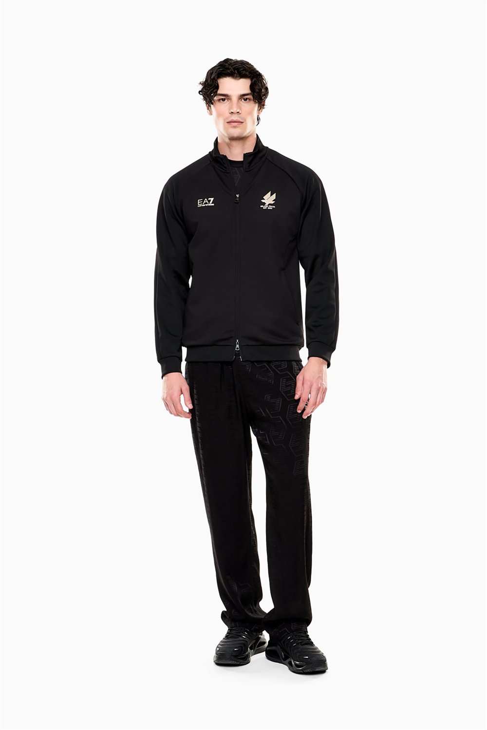 EA7 Erkek Fermuarlı Sweatshirt Siyah