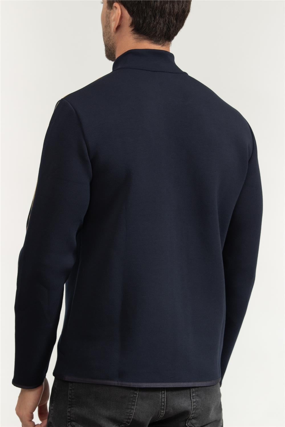 EA7 Erkek Fermuarlı Sweatshirt Mavi