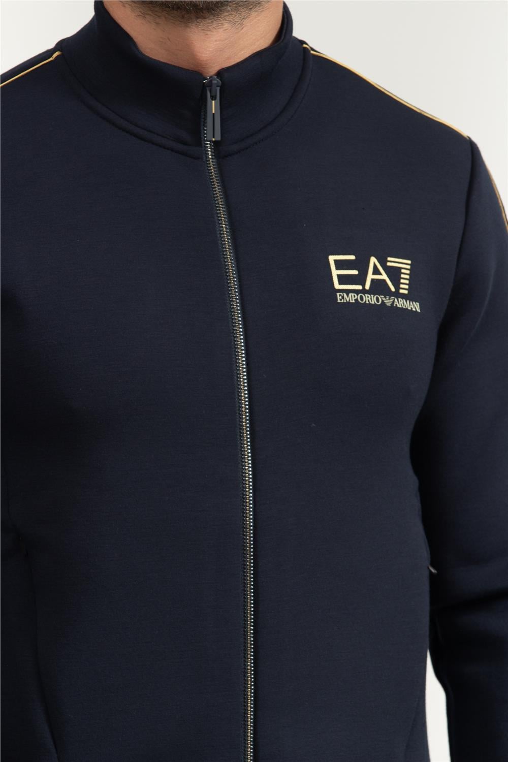 EA7 Erkek Fermuarlı Sweatshirt Mavi