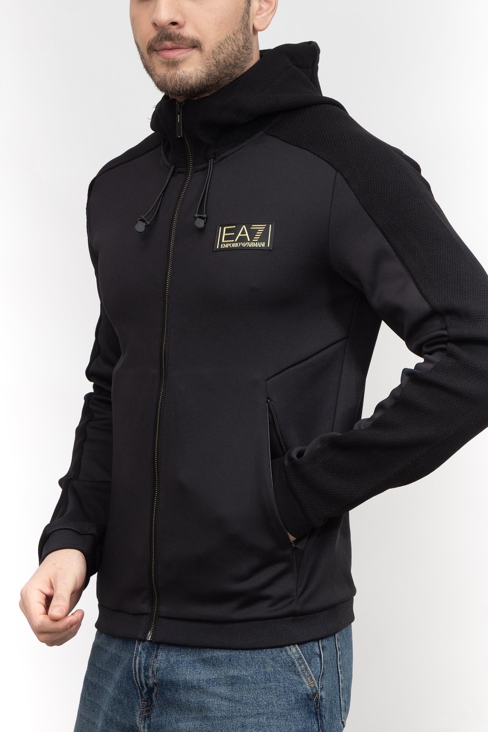 EA7 Erkek Fermuarlı Sweatshirt Siyah