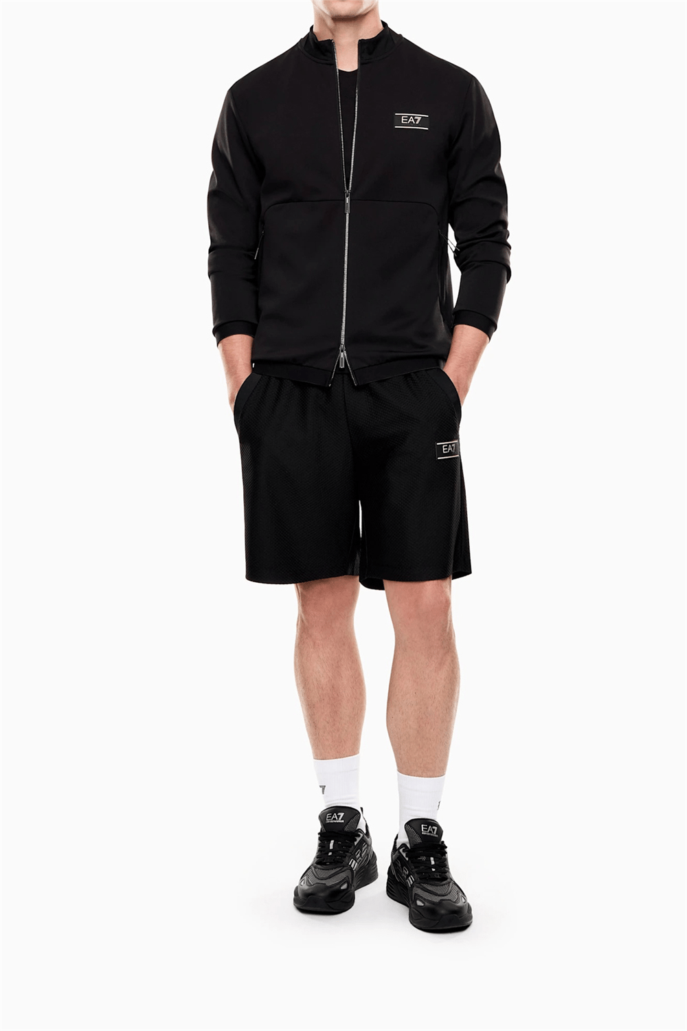 EA7 Erkek Fermuarlı Sweatshirt Siyah