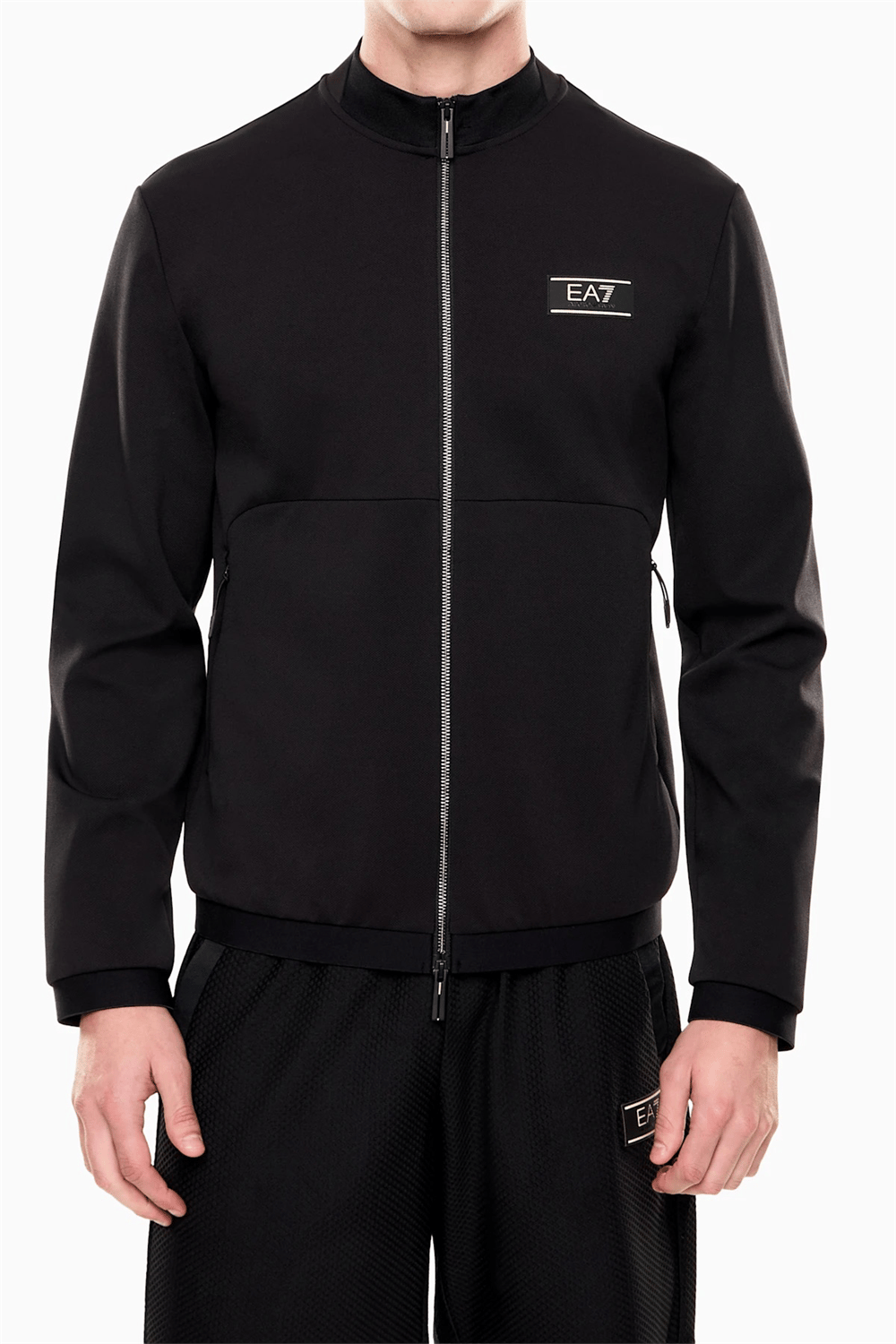 EA7 Erkek Fermuarlı Sweatshirt Siyah