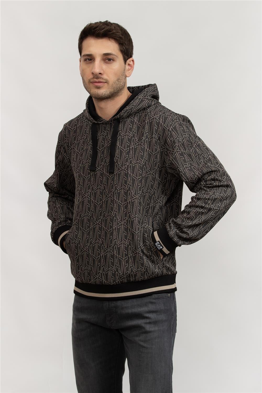 EA7 Erkek Kapüşonlu Sweatshirt Siyah