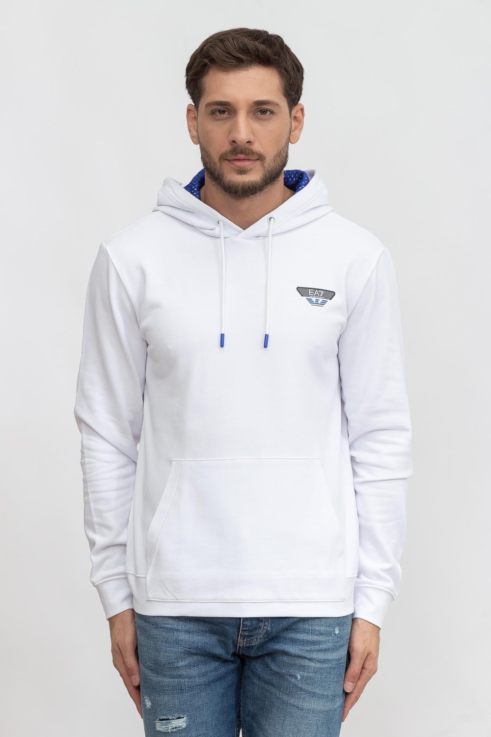 EA7 Erkek Kapüşonlu Sweatshirt Beyaz