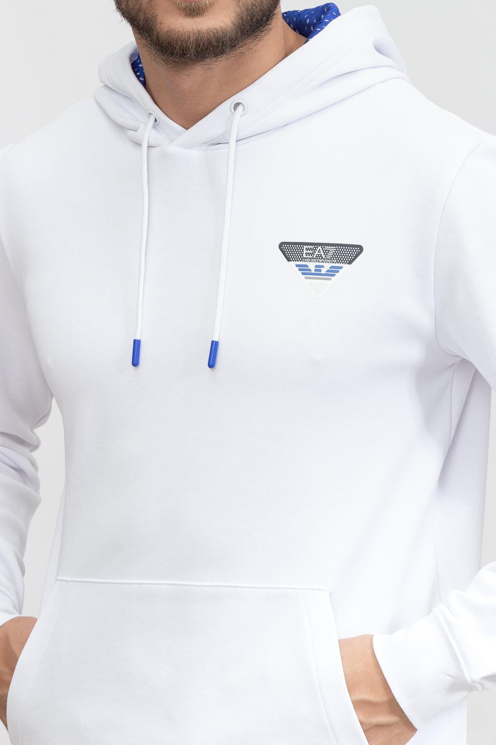 EA7 Erkek Kapüşonlu Sweatshirt Beyaz