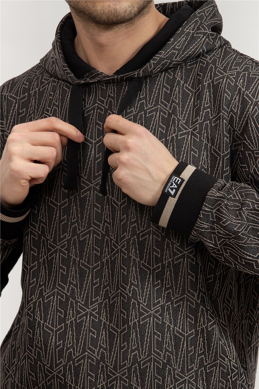 EA7 Erkek Kapüşonlu Sweatshirt Siyah