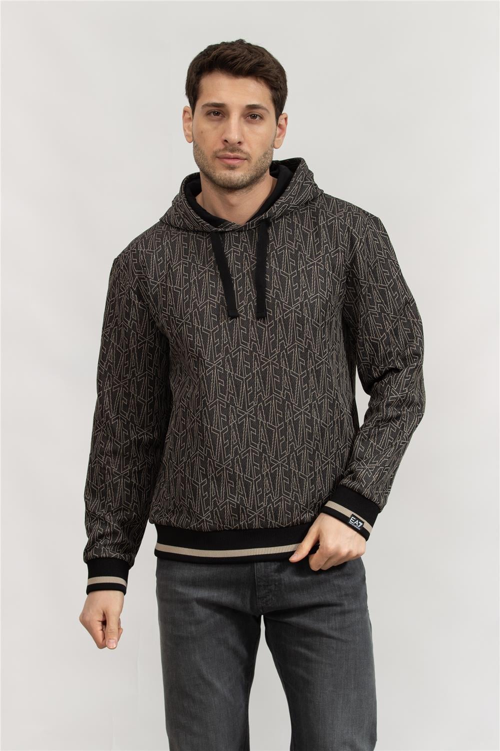 EA7 Erkek Kapüşonlu Sweatshirt Siyah