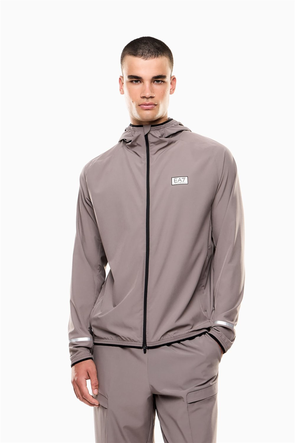 EA7 Erkek Fermuarlı Sweatshirt Füme