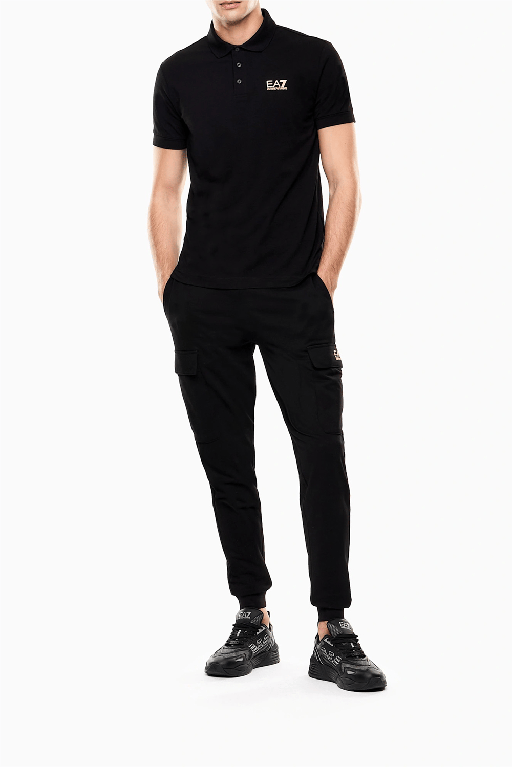 EA7 Erkek Polo Yaka T-Shirt Siyah