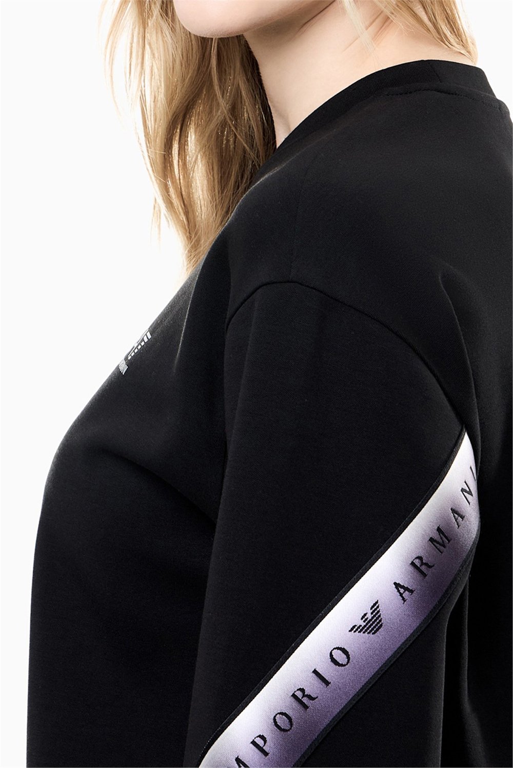 EA7 Kadın Bisiklet Yaka Sweatshirt Siyah