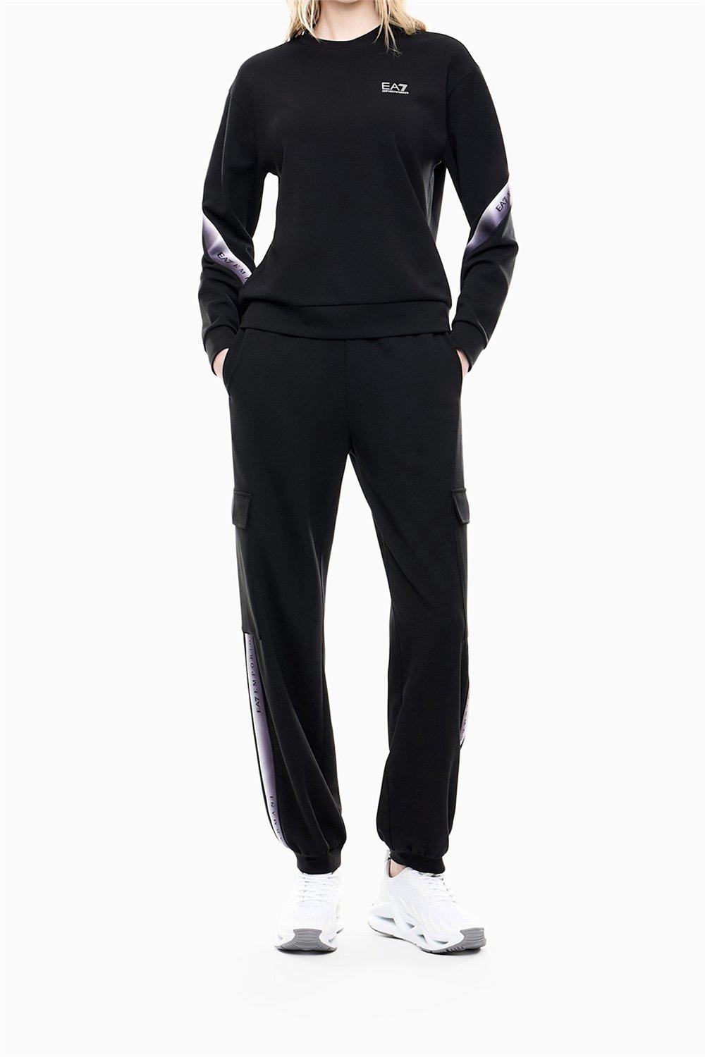 EA7 Kadın Bisiklet Yaka Sweatshirt Siyah