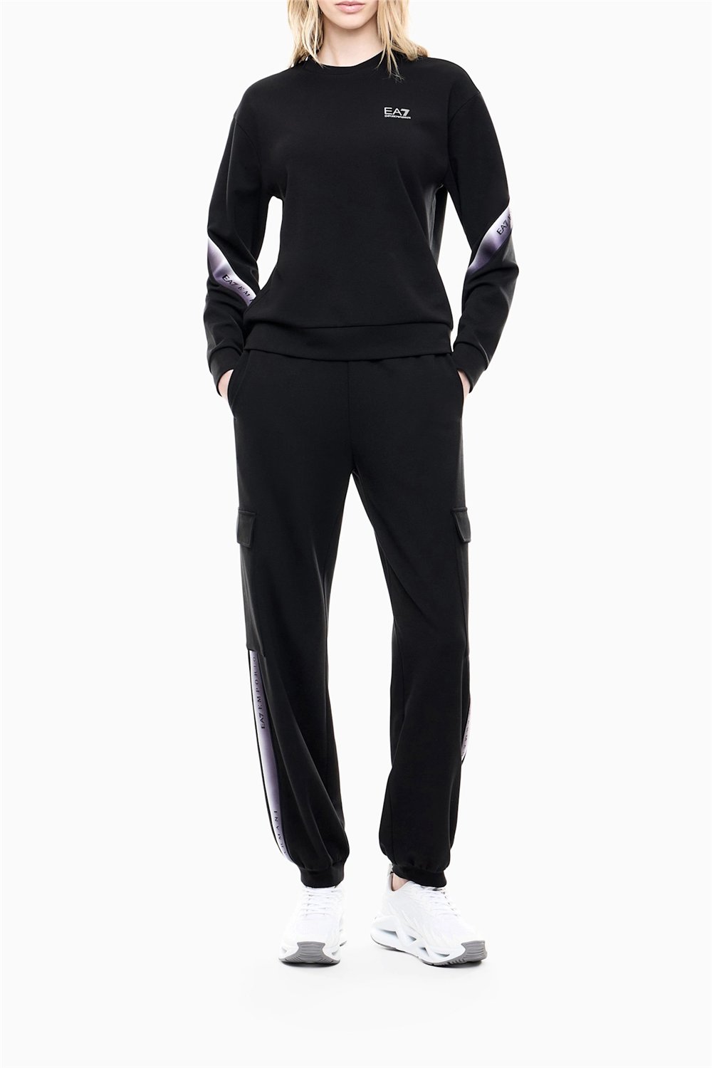 EA7 Kadın Bisiklet Yaka Sweatshirt Siyah