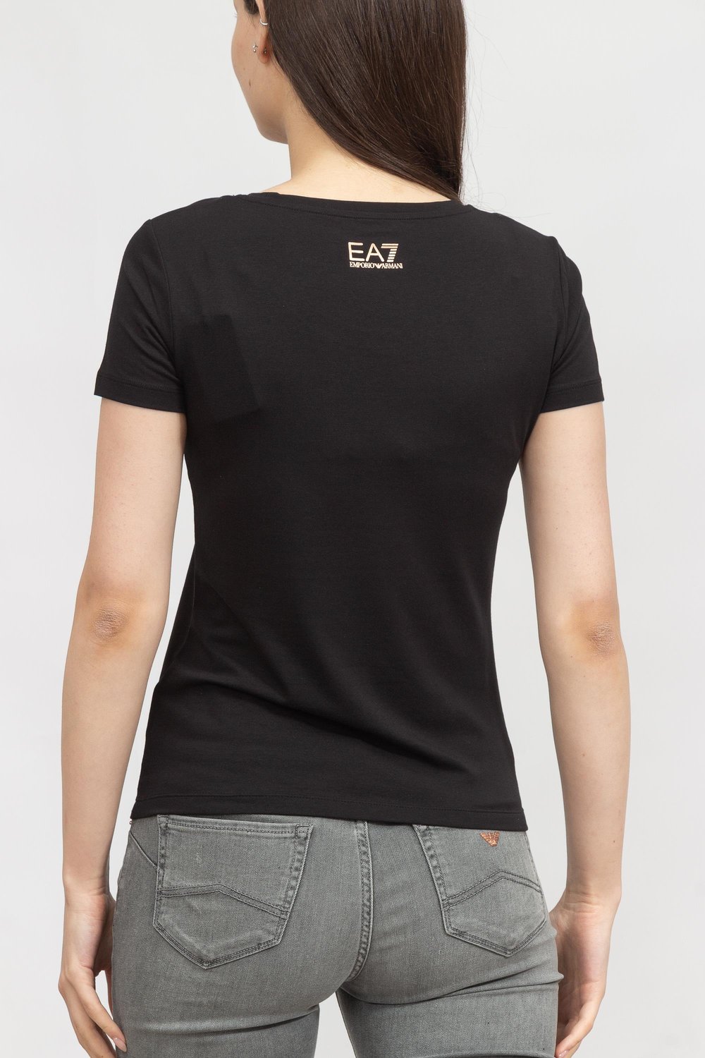 EA7 Kadın Bisiklet Yaka T-Shirt Siyah