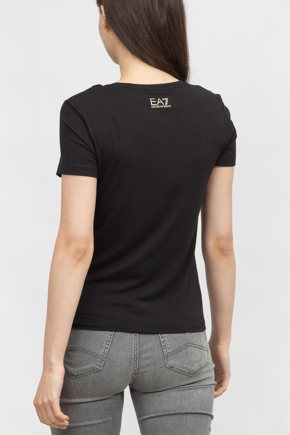 EA7 Kadın Bisiklet Yaka T-Shirt Siyah