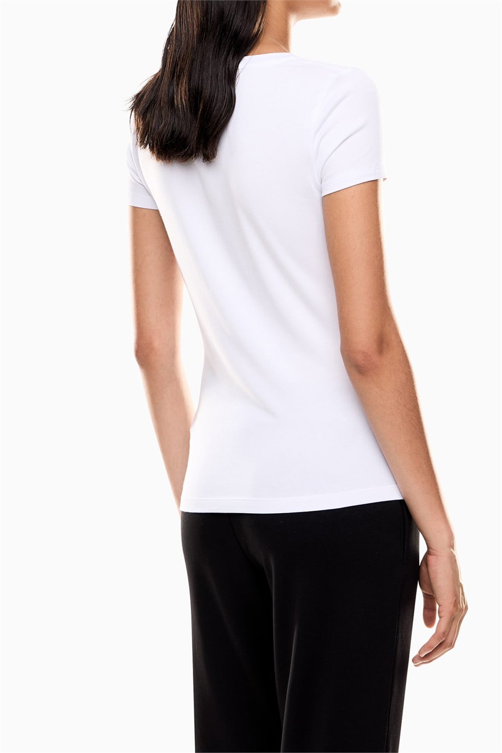 EA7 Kadın Bisiklet Yaka T-Shirt Beyaz