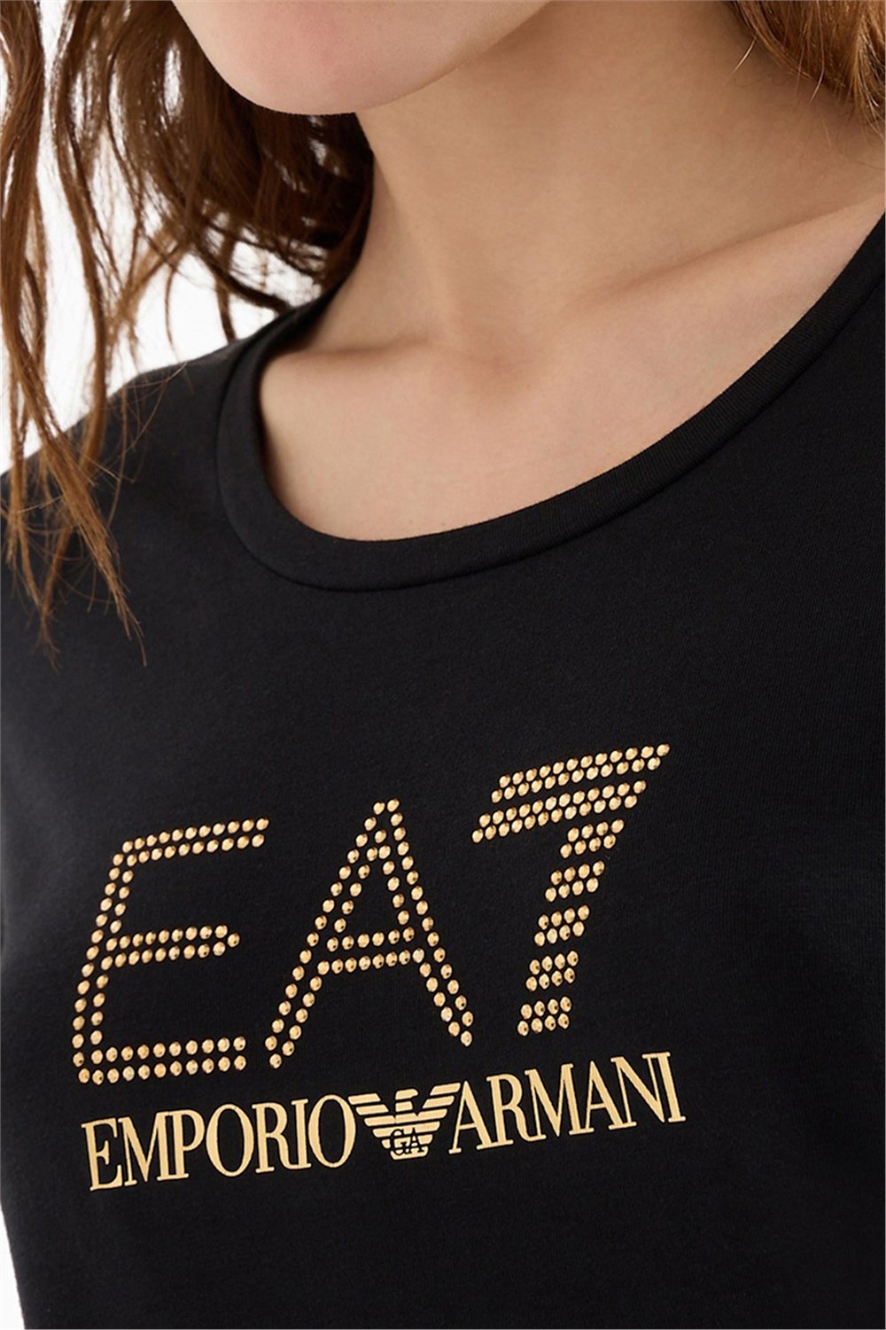 EA7 Kadın Bisiklet Yaka T-Shirt Siyah