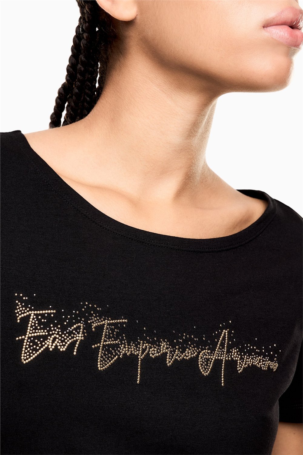 EA7 Kadın Bisiklet Yaka T-Shirt Siyah