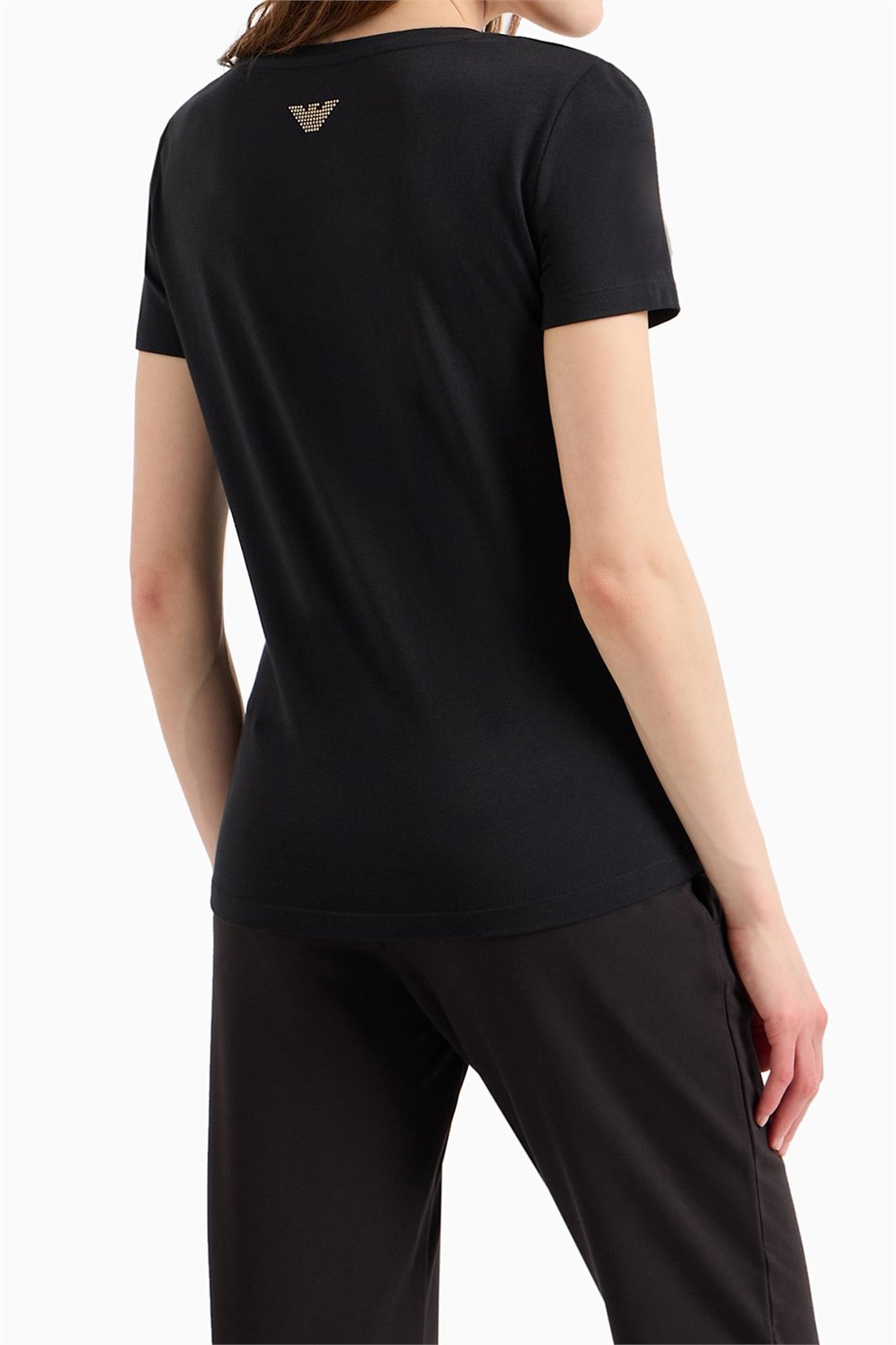 EA7 Kadın Bisiklet Yaka T-Shirt Siyah
