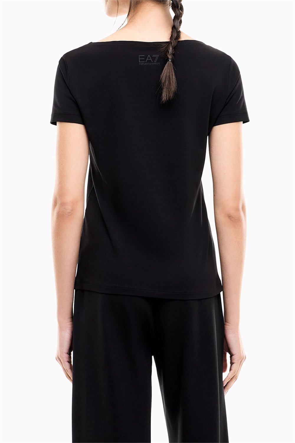 EA7 Kadın Bisiklet Yaka T-Shirt Siyah