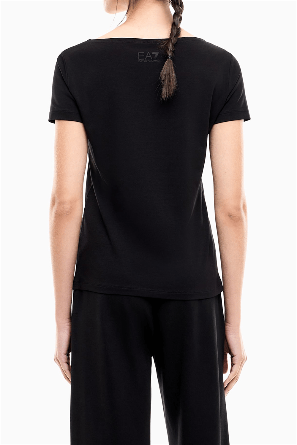EA7 Kadın Bisiklet Yaka T-Shirt Siyah