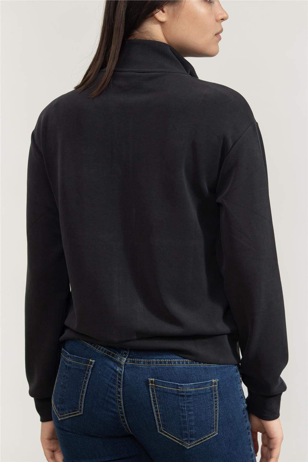EA7 Kadın Fermuarlı Sweatshirt Siyah