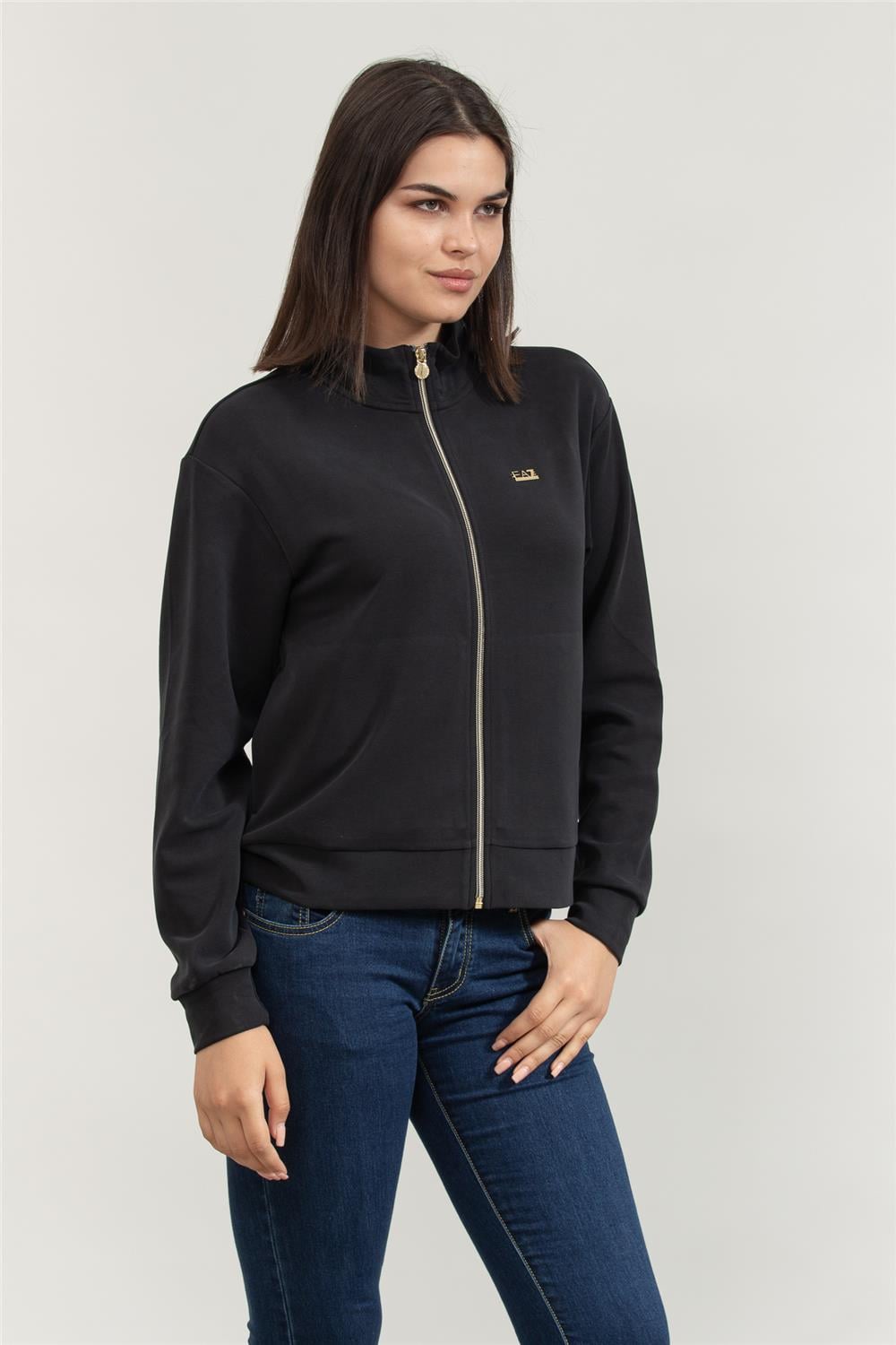 EA7 Kadın Fermuarlı Sweatshirt Siyah