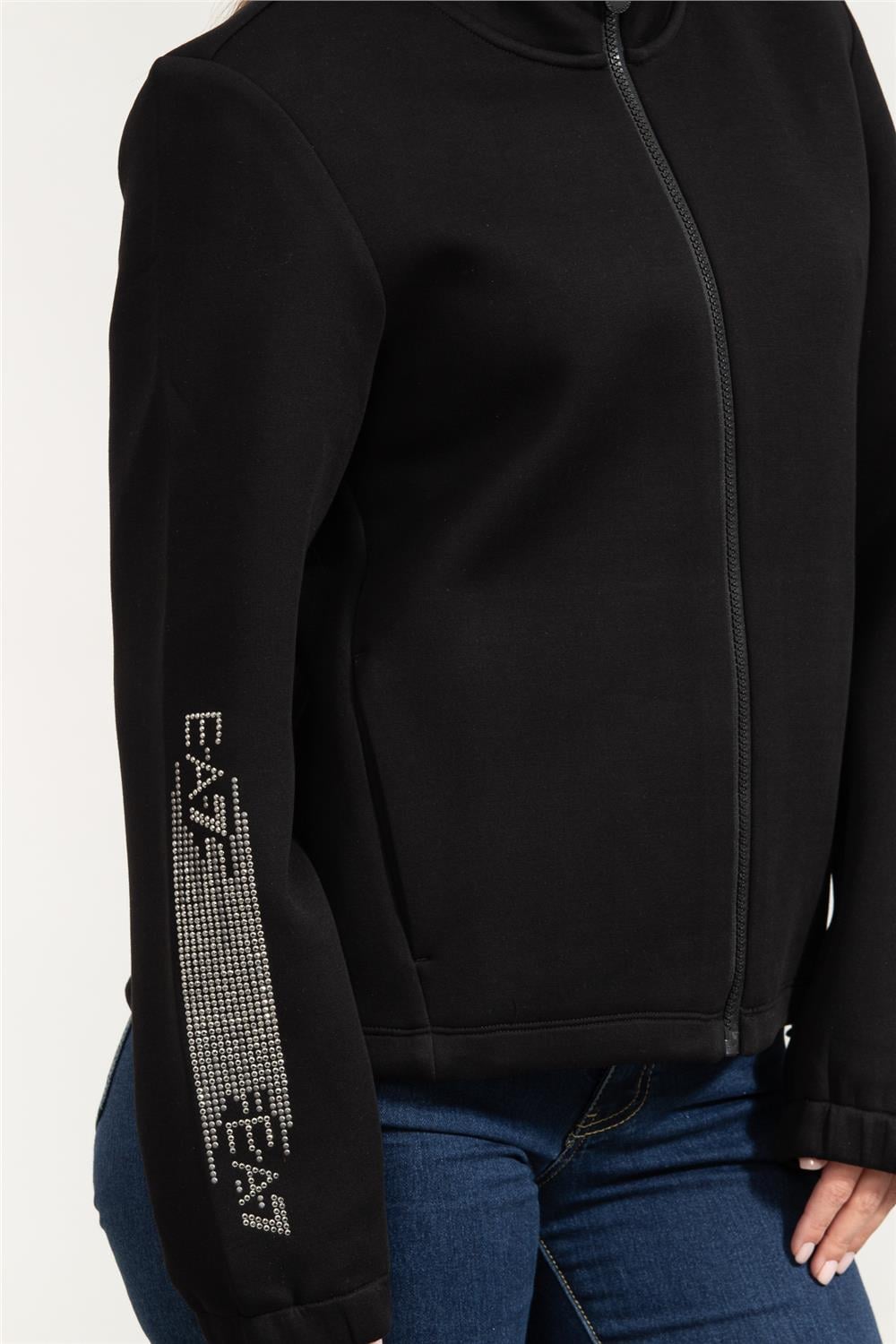EA7 Kadın Fermuarlı Sweatshirt Siyah