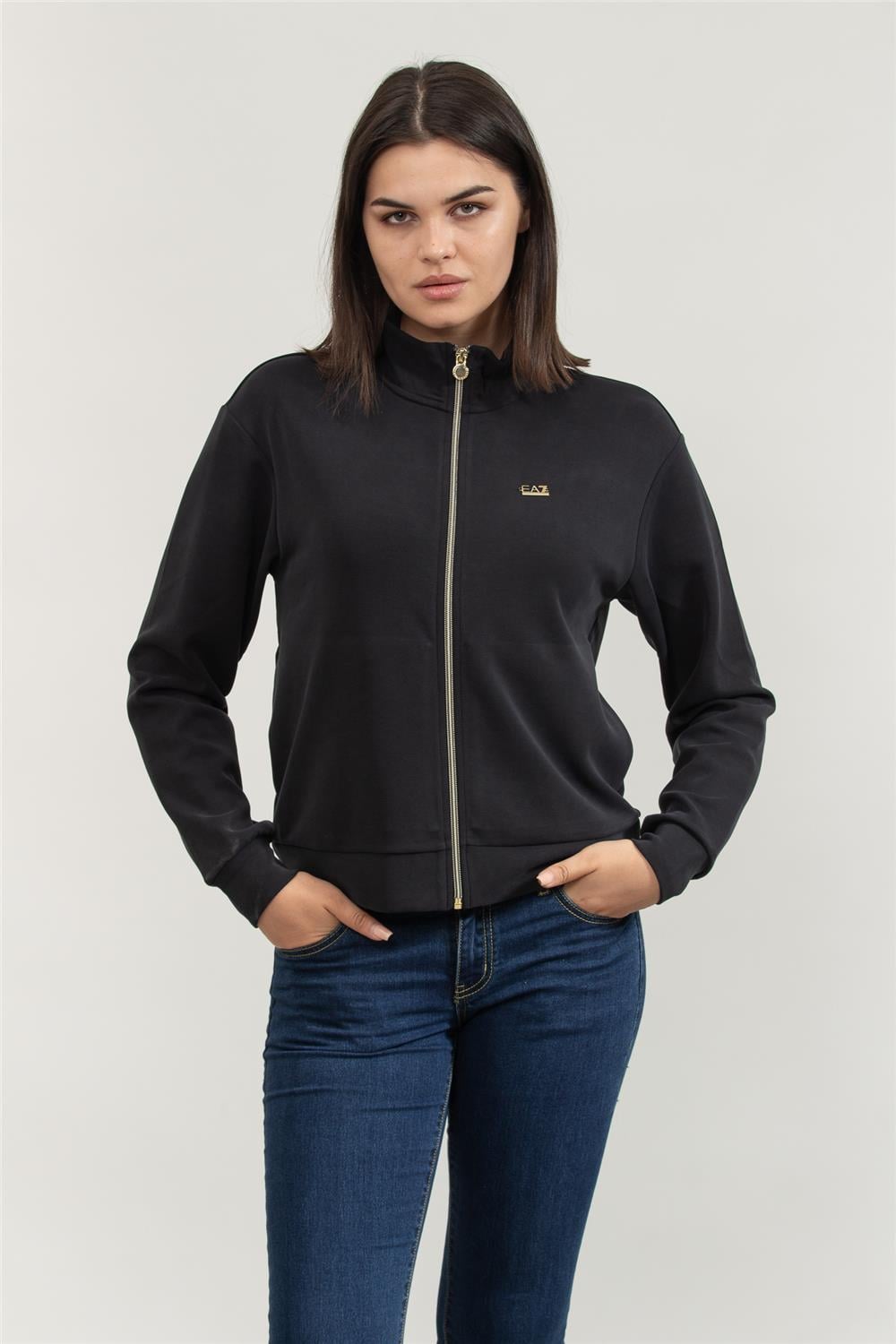 EA7 Kadın Fermuarlı Sweatshirt Siyah