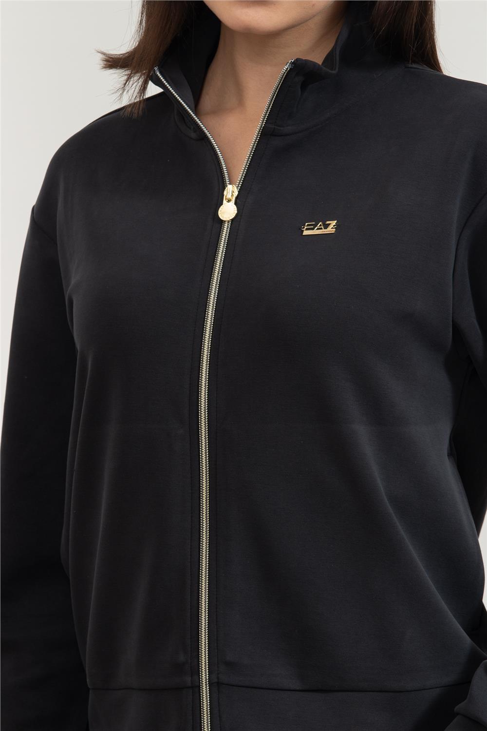 EA7 Kadın Fermuarlı Sweatshirt Siyah