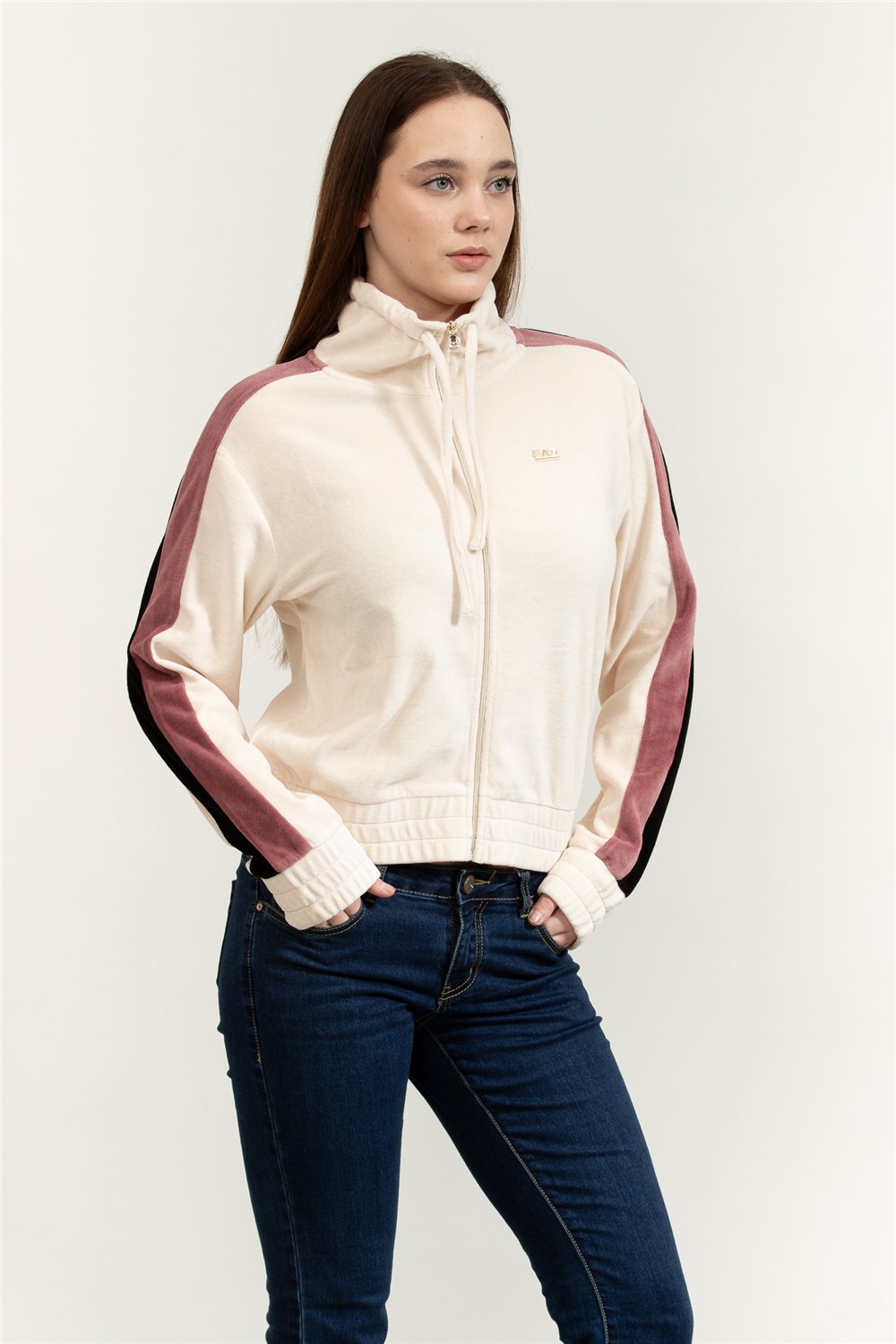 EA7 Kadın Fermuarlı Sweatshirt Pembe