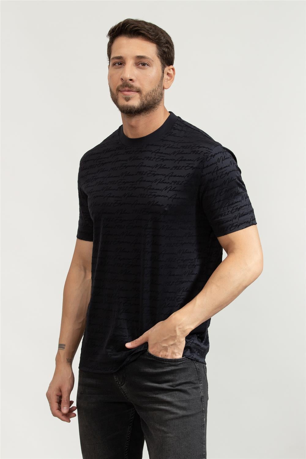 Emporio Armani Erkek Bisiklet Yaka T-Shirt Lacivert