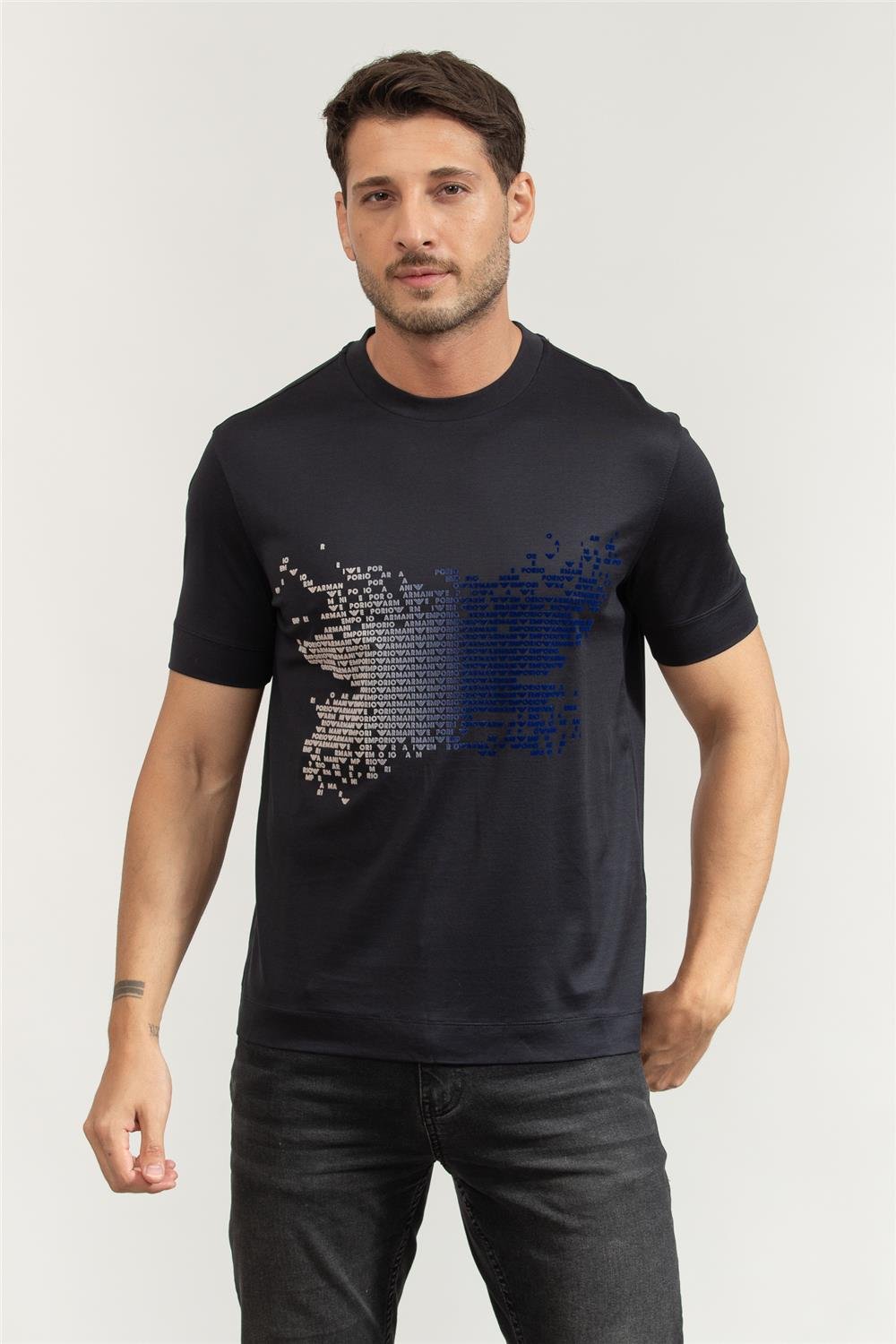 Emporio Armani Erkek Bisiklet Yaka T-Shirt Lacivert