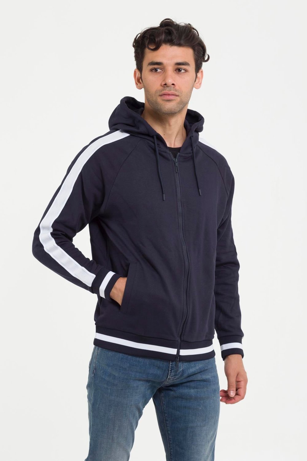 Emporio Armani Erkek Fermuarlı Sweatshirt Lacivert