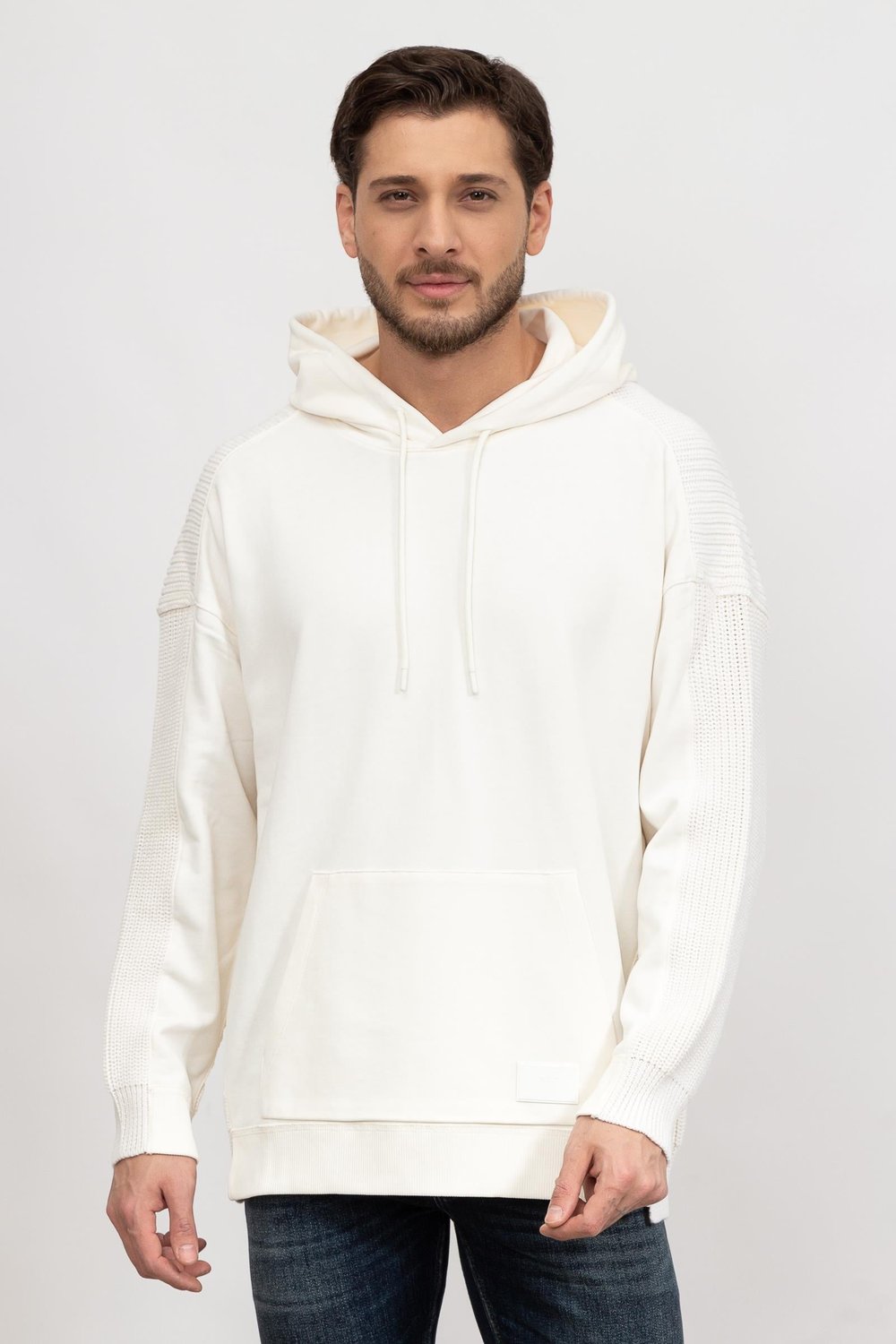 Emporio Armani Erkek Kapüşonlu Sweatshirt Beyaz