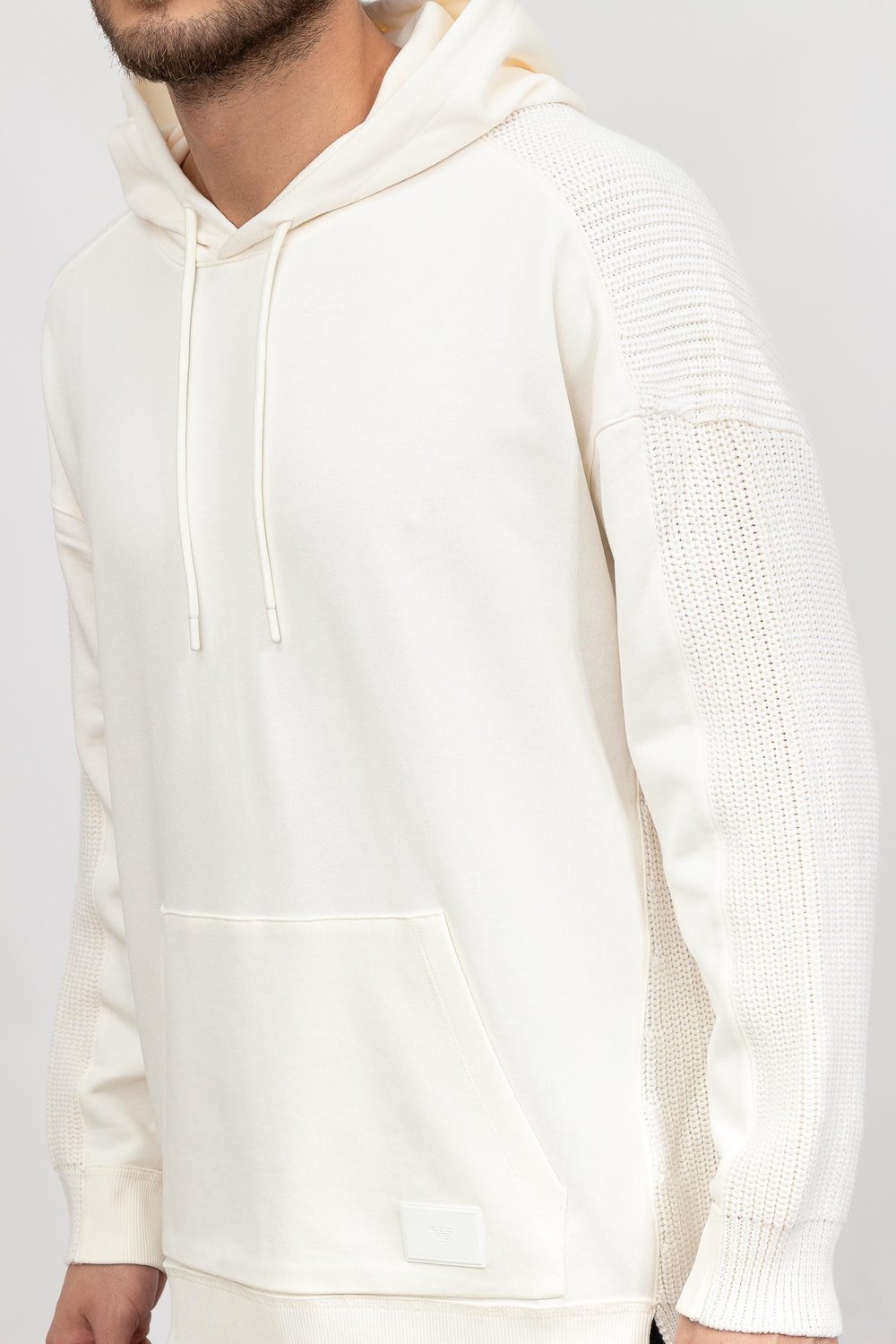 Emporio Armani Erkek Kapüşonlu Sweatshirt Beyaz