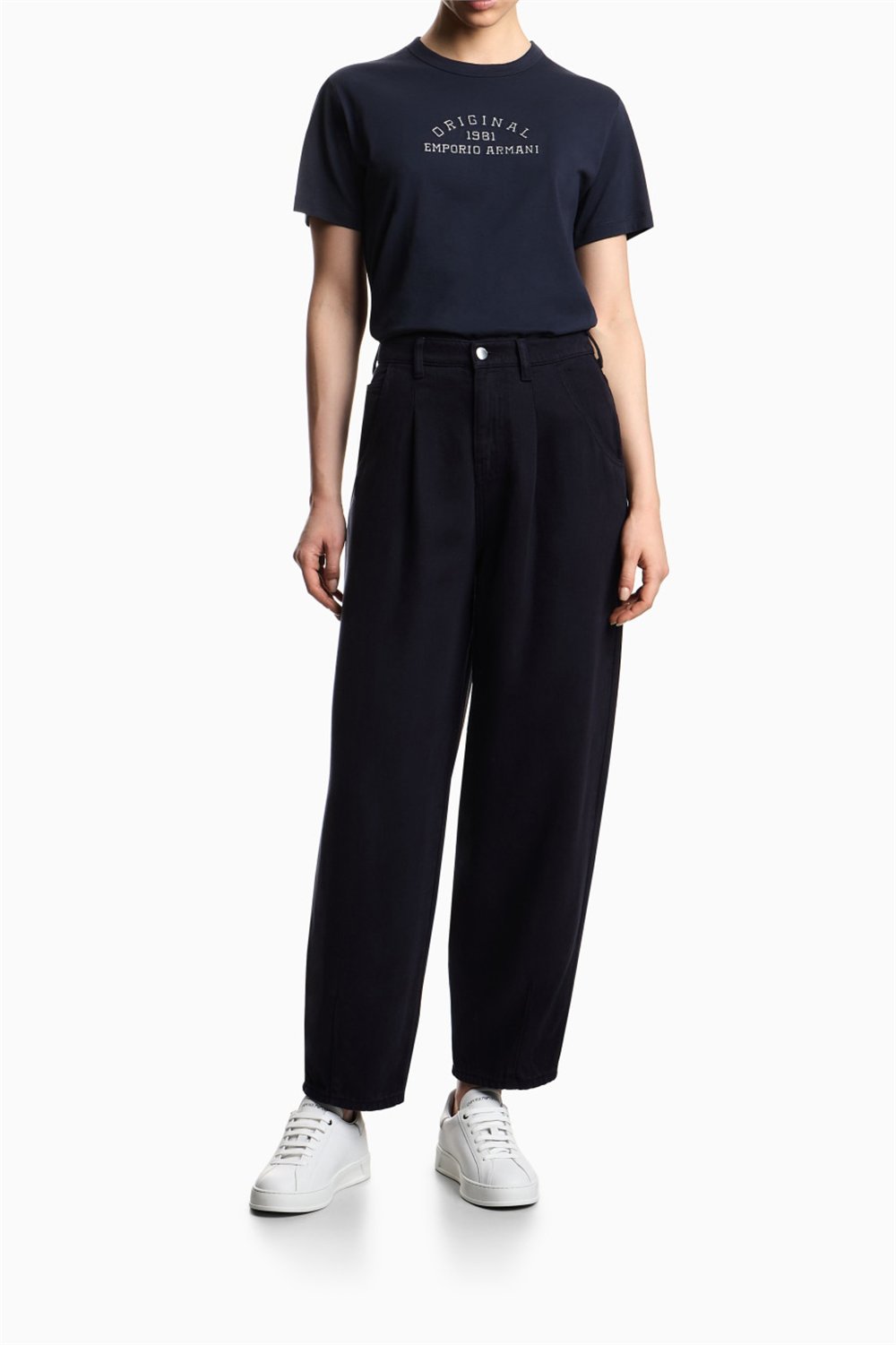 Emporio Armani Kadın Bisiklet Yaka T-Shirt Lacivert