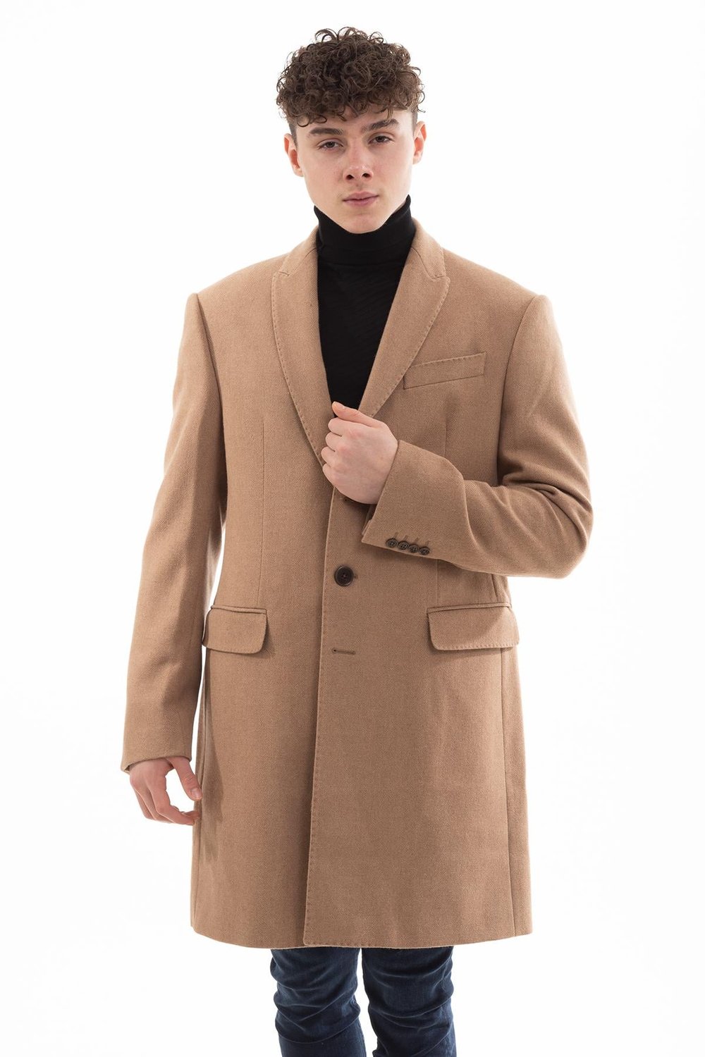 Emporio Armani Klasik Yün Erkek Kaban Bej