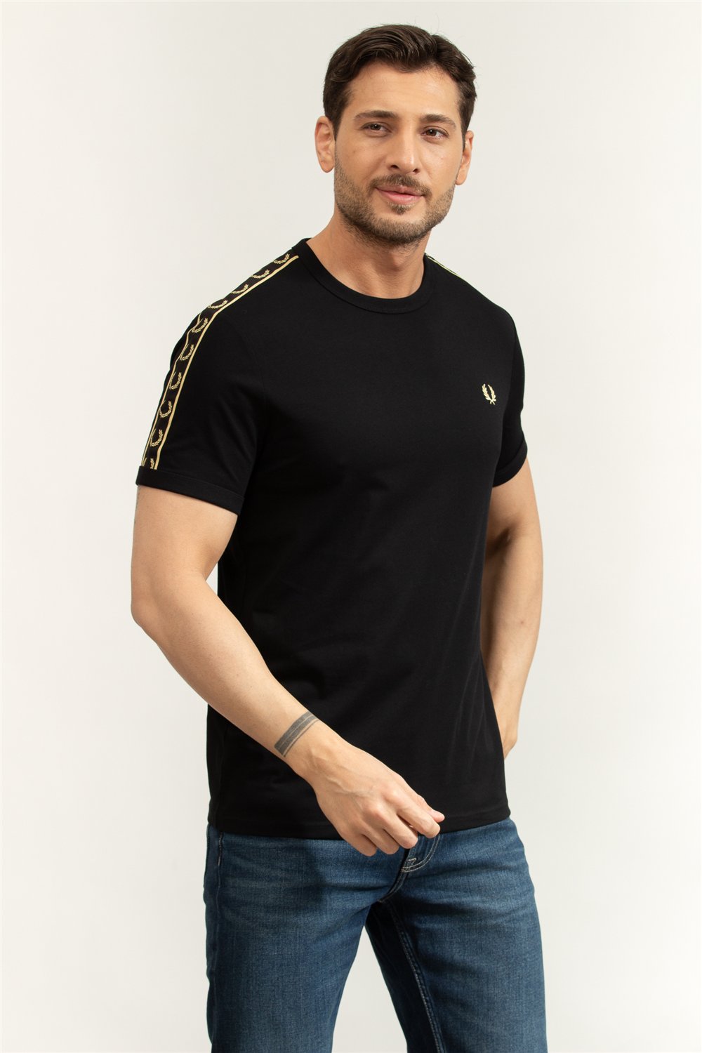 Fred Perry Contrast Tape Ringer Erkek Bisiklet Yaka T-Shirt Çok Renkli