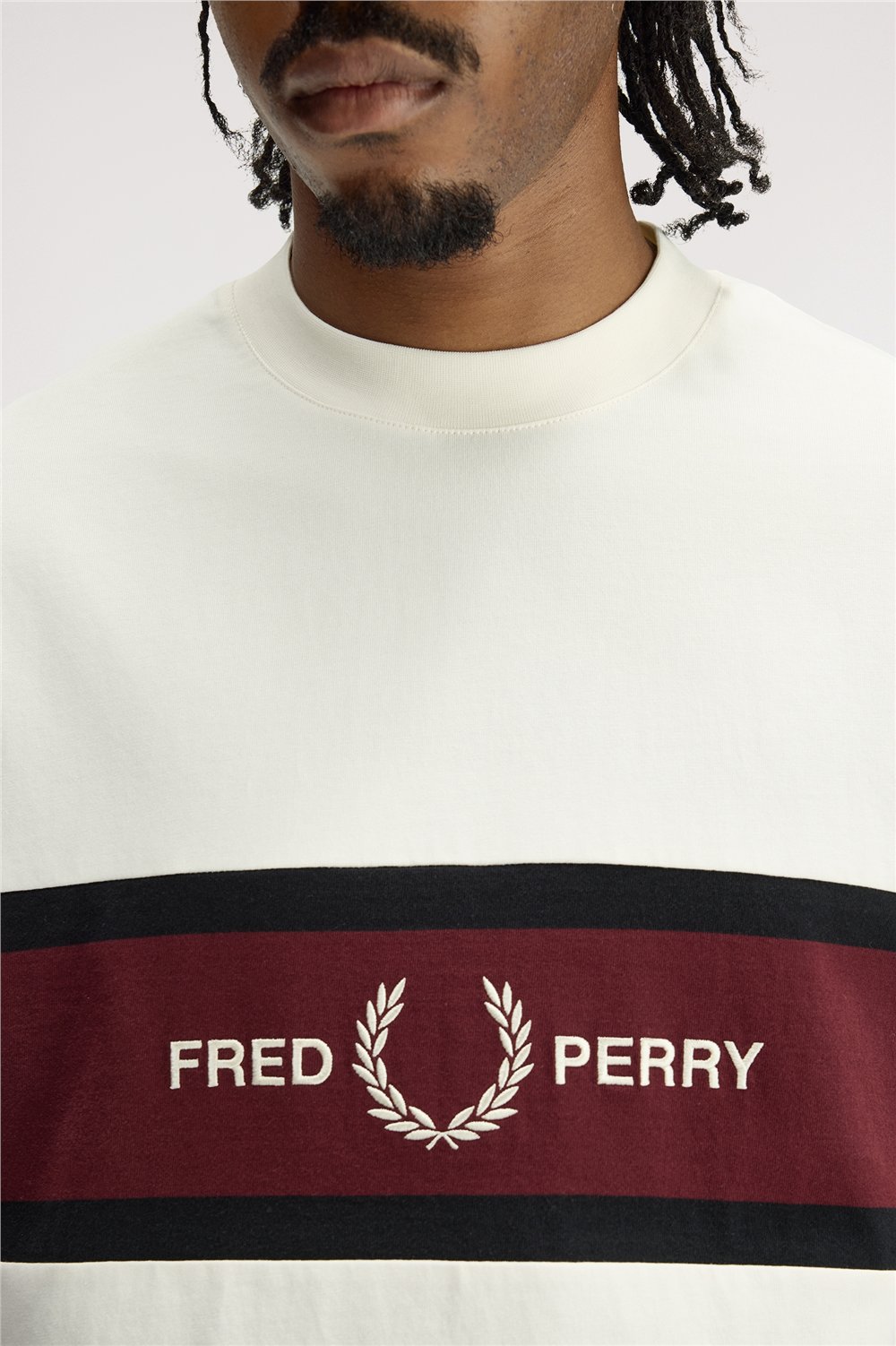Fred Perry Embroidered Panel Erkek Bisiklet Yaka T-Shirt