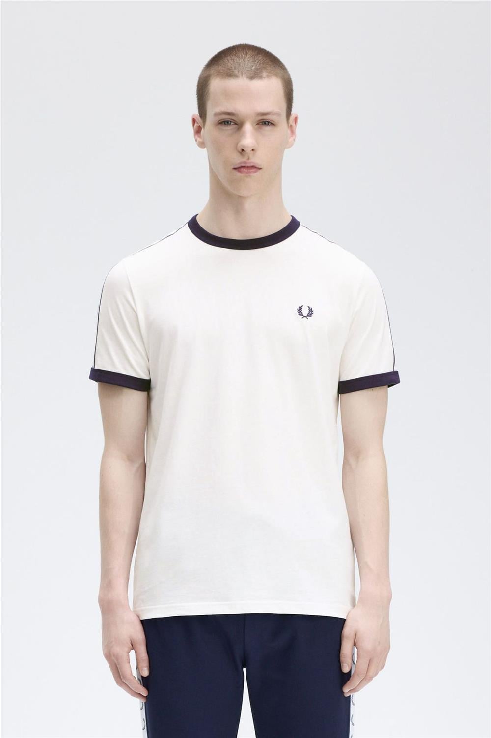 Fred Perry Erkek Bisiklet Yaka T-Shirt Beyaz