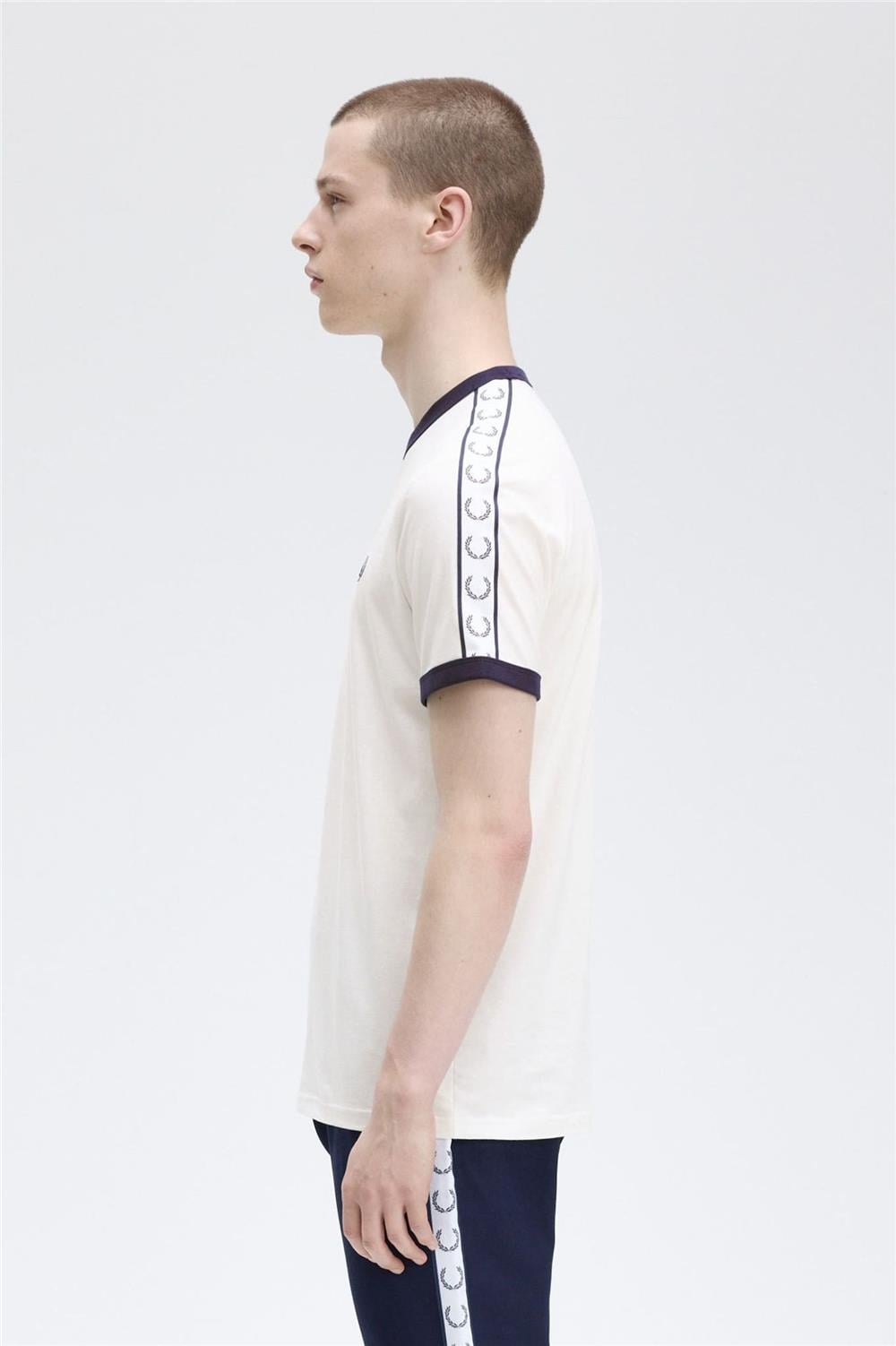 Fred Perry Erkek Bisiklet Yaka T-Shirt Beyaz