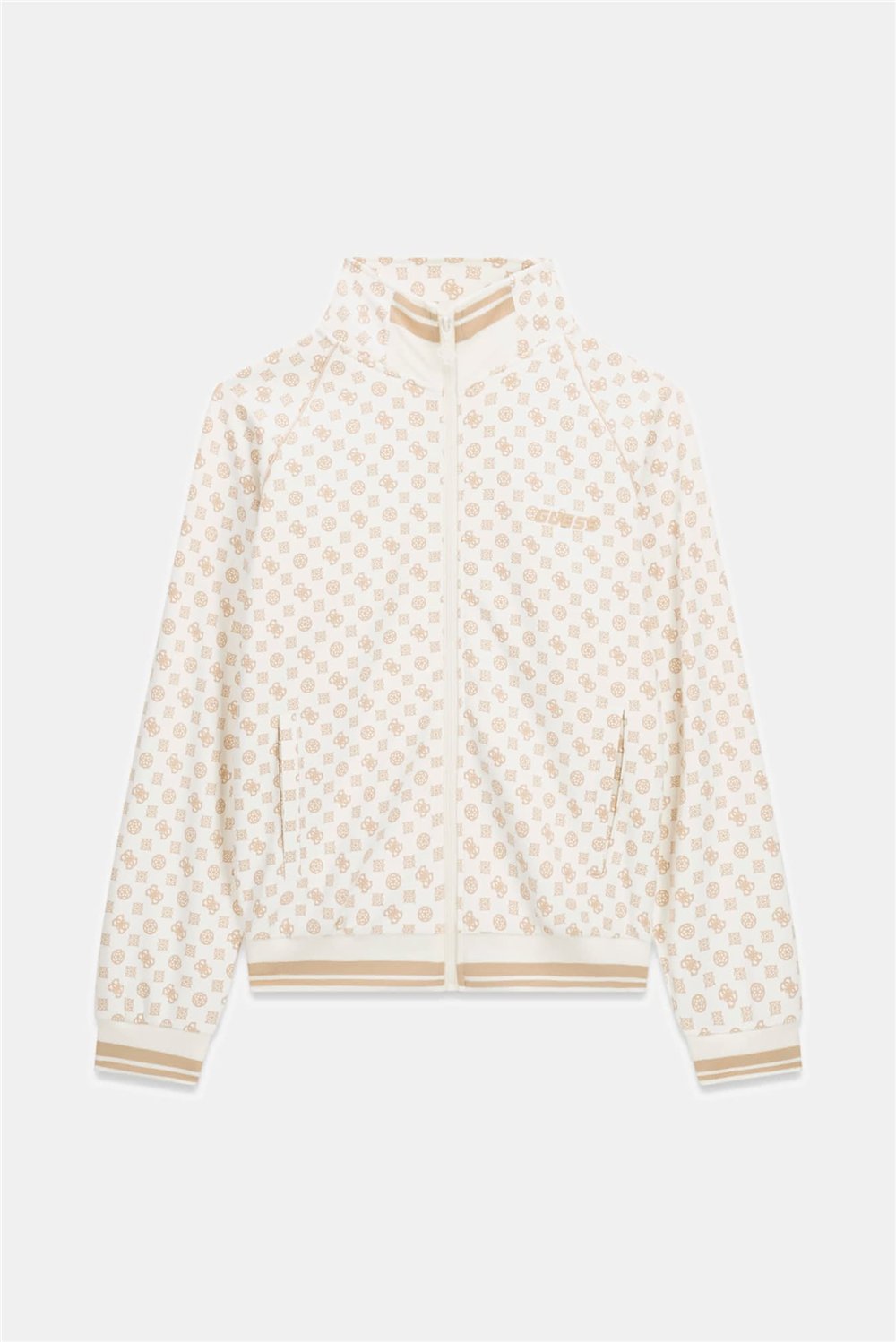 Guess Aggie Kadın Aktif Scuba Fermuarlı Sweatshirt Krem