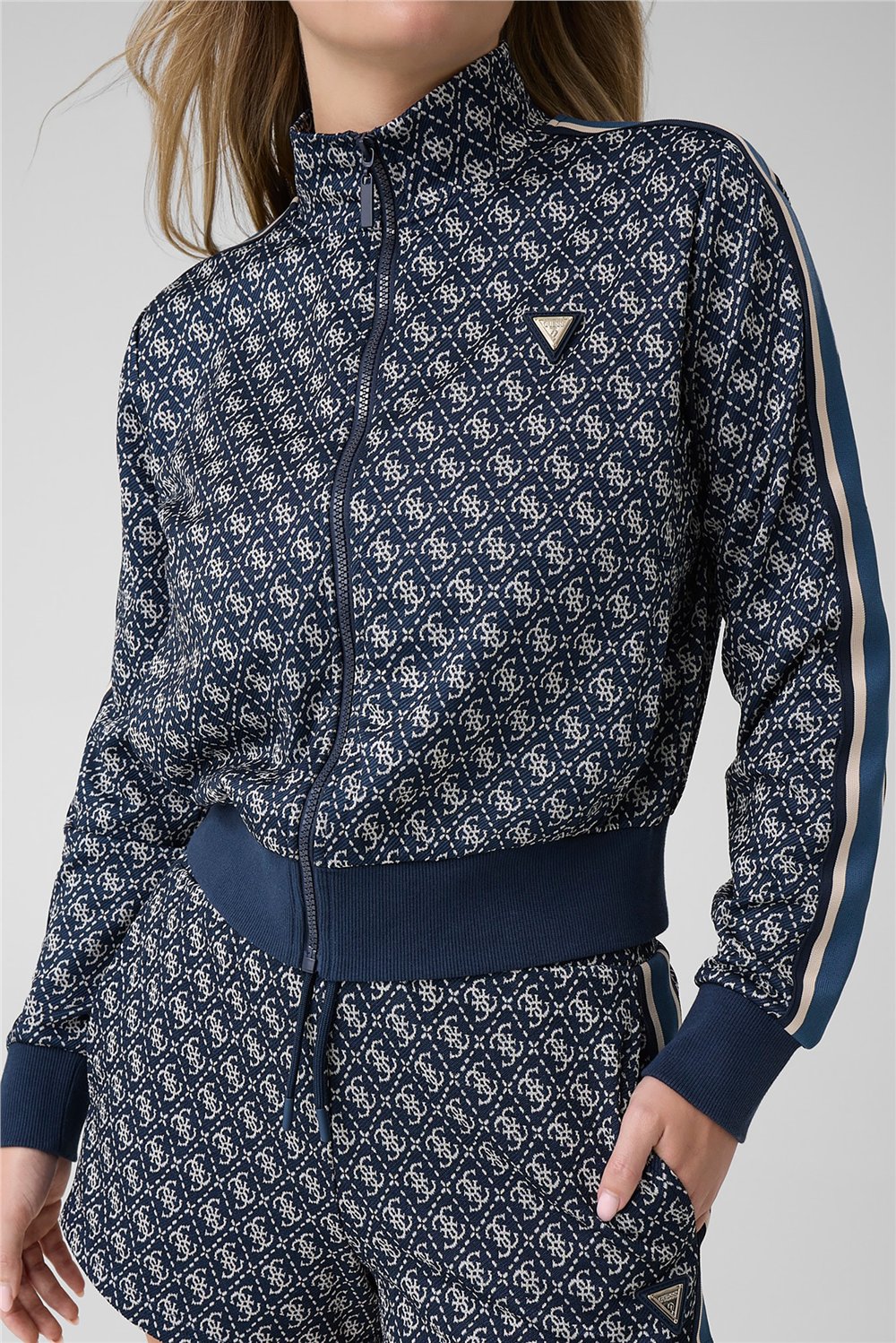 Guess Allover Kadın Aktif Fermuarlı Sweatshirt