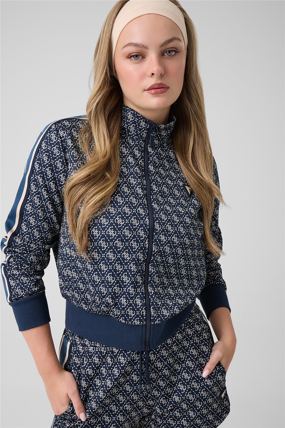 Guess Allover Kadın Aktif Fermuarlı Sweatshirt