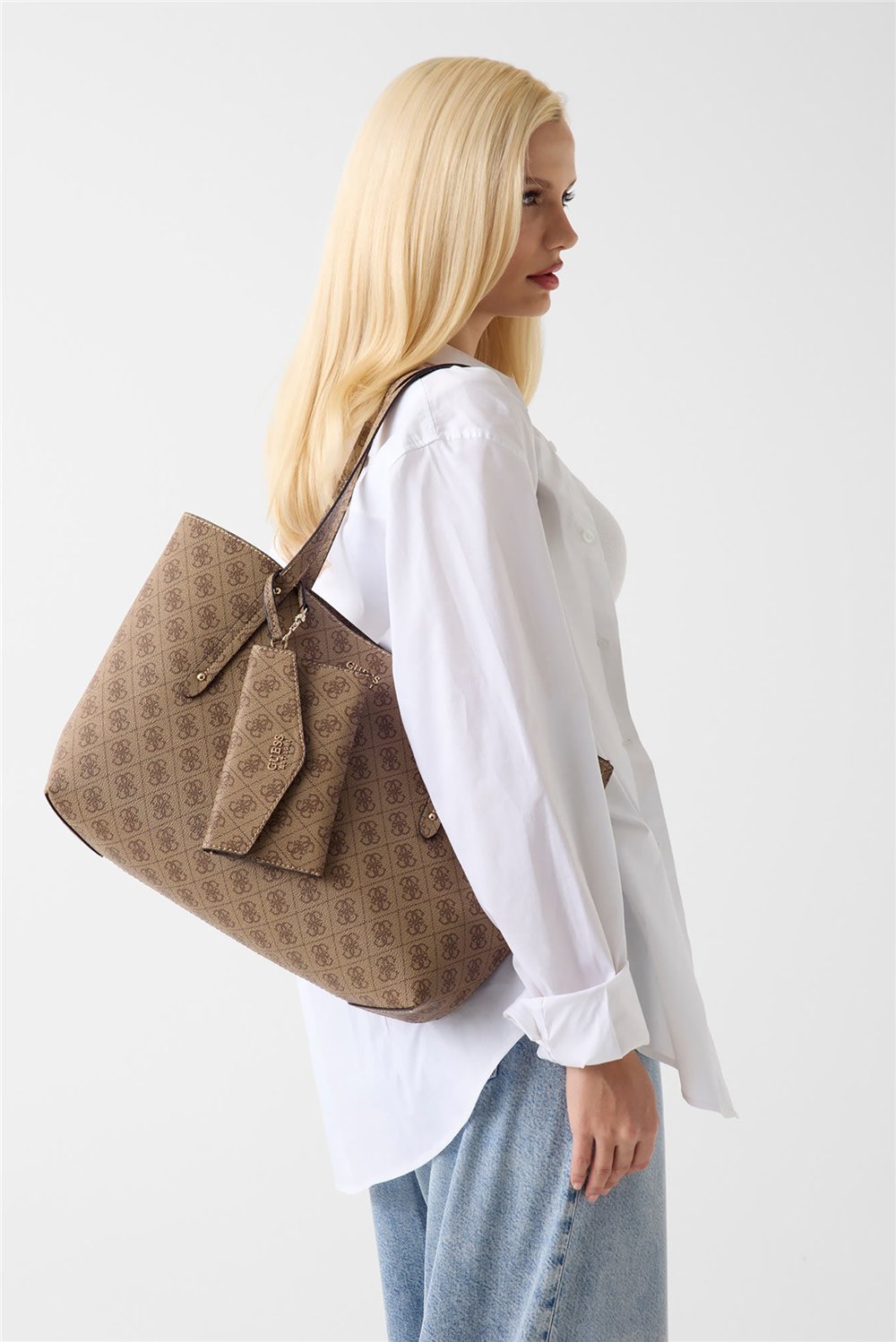 Guess Brenton Kadın Tote Çanta Kahverengi