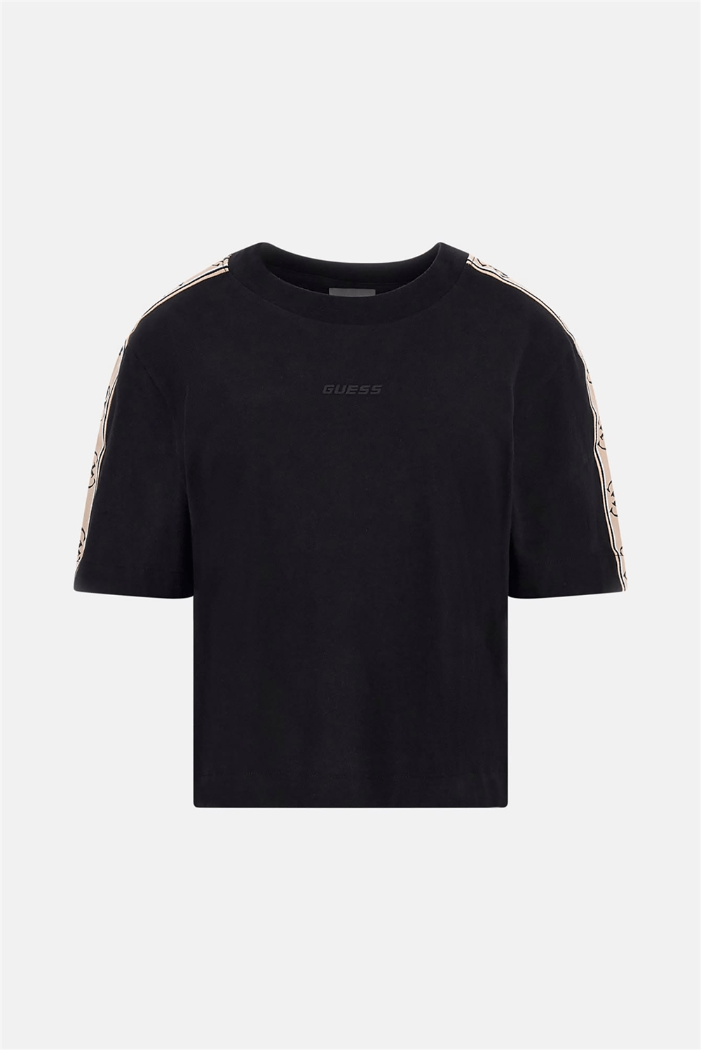 Guess Britney Kadın Aktif Boxy Fit Bisiklet Yaka T-Shirt Siyah